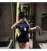 Bold Lingerie Seductive Police Uniform Cut-out Design Tempting Outfit Passionate Role-playing Nightclub Set