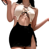Sweet Bold Secretary Uniform Sleek Underwear Split Hip Wrapping Skirt Pure Desire Temptation Role Playing Uniform