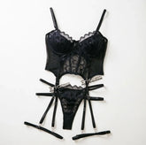 Erotic Underwear Lingerie Lace Bra Sets with Belts Teddy with Panty No Stockings S-XL sale