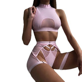 Not Lingerie Set Black Bra Set Patchwork See Through Mesh Lingerie Set Panty