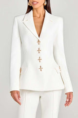 Power Metal Cross Snap Button Long Sleeve Lapel Blazer