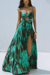 Unique Printed High Slit Beach Maxi Dress