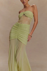 Lace Splicing Sleeveless Off-shoulder Slim Maxi Dress