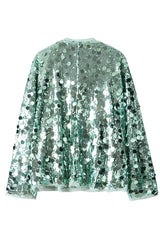 Sequined Long-sleeved V-neck Loose Lace-up Cardigan