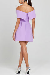 Elegant Evening Lapel Bandeau Removable Belt Pocketed Mini Dress