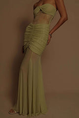 Lace Splicing Sleeveless Off-shoulder Slim Maxi Dress