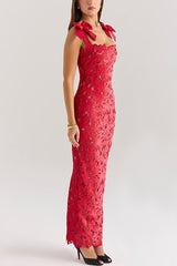 Consonak backless slim fit floral long dress