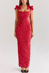 Consonak backless slim fit floral long dress