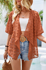 Casual See Through Patchwork Pom Pom Short Sleeved Cover Up