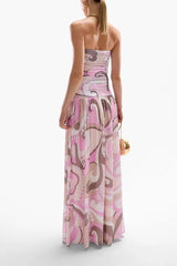 Gorgeous Pastels Unique Print Off Shoulder Low Rise Loose Maxi Dress