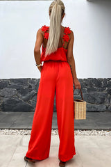 Conson off shoulder sleeveless jumpsuit casual solid color jumpsuit street wear long jumpsuit with pockets