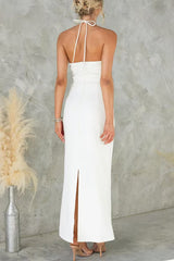 Backless Halter Neck Slim Waist Maxi Dress