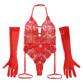 Neck Hanging 2026 Mesh Transparent with Hollow out jumpsuit Three piece Set