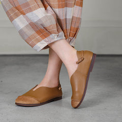 Spring Summer Retro Leather Flat Casual Loafers