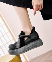 Original Handmade Green Cowhide Leather Splicing Platform Shoes