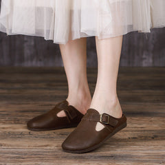Summer Leather Retro Casual Flat Slippers