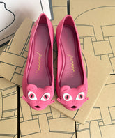 Stylish Rose Cartoon Cats Splicing Flat Shoes