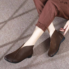 Autumn Retro Solid Soft Leather Casual Shoes