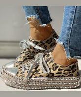 Boho Leopard Print Splicing Flat Shoes For Cotton Fabric