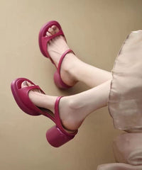 Rose Peep Toe Splicing Chunky Slide Sandals