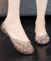 Black Hollow Out Flat Sandals