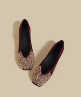 Mulberry Crystal Zircon Suede Splicing Flat Shoes Square Toe