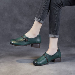 Plus Size Spring Summer Retro Leather Wedge Casual Shoes