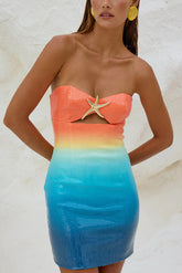 Gradient Sequin Off-the-shoulder Hollow Slim Mini Dress