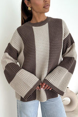 Colorblock Loose Long-sleeved Casual Knitted Sweater