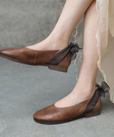 Casual Chocolate Gladiator Flat Shoes Genuine Leather