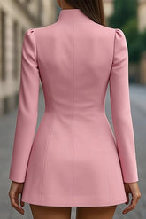 Stand Collar Single-Breasted Slim Fit Formal Mini Dress