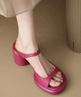 Rose Peep Toe Splicing Chunky Slide Sandals