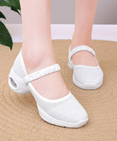White Chunky Breathable Mesh Sport Shoes Buckle Strap
