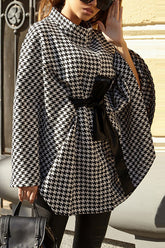 Houndstooth Loose Lace-up Cape