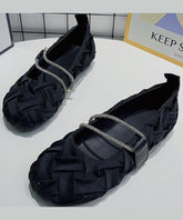 Black Wrinkled Comfy Flat Shoes
