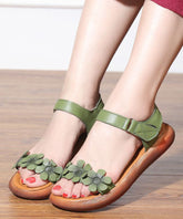 Casual Light Green Floral Sandals For Buckle Strap Sandals