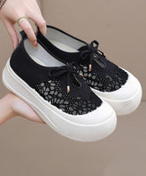 Black Casual Splicing Breathable Mesh Platform Flat Feet Shoes