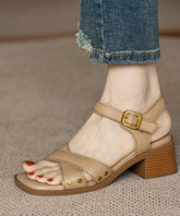 Apricot Cross Strap Splicing Sandals Shoes