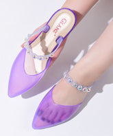 New Purple Nail Bead Splicing Slide Sandals Pointed Toe