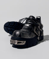 Streetwear Silver Lace Up Cowhide Leather Platform Shoes