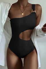 One-shoulder Waist Cutout Elastic One-piece Swimsuit