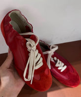 New Handmade Red Lace Up Sports Flats Shoes
