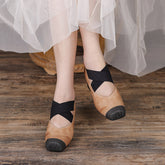 Retro Cowhide Leather Pumps Casual Shoes
