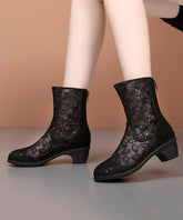 Stylish Splicing Chunky Boots Black Breathable Mesh