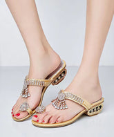 Gold Zircon Flip Flops Slide Sandals Style Bohemia