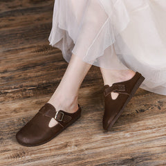 Summer Leather Retro Casual Flat Slippers