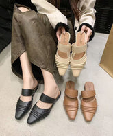 Comfy Black Wrinkled Splicing Slide Sandals