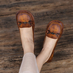 Summer Retro Leather Flat Casual Shoes