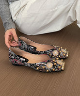 French Splicing Flat Feet Shoes Black Nail Bead Zircon