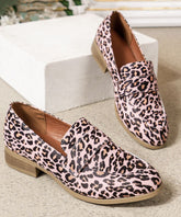 Unique Pink Leopard Original Design Flat Shoes Faux Leather